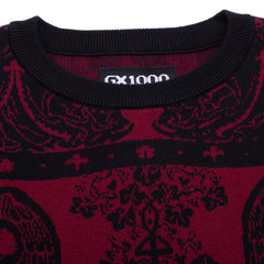Jacquard Knit Angel Sweater [Black / Maroon]