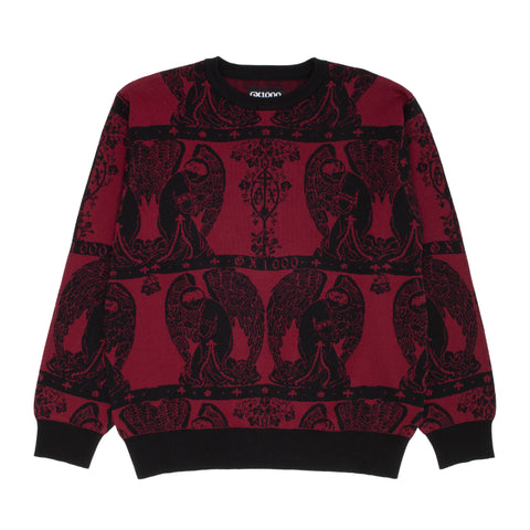 Jacquard Knit Angel Sweater [Black / Maroon]