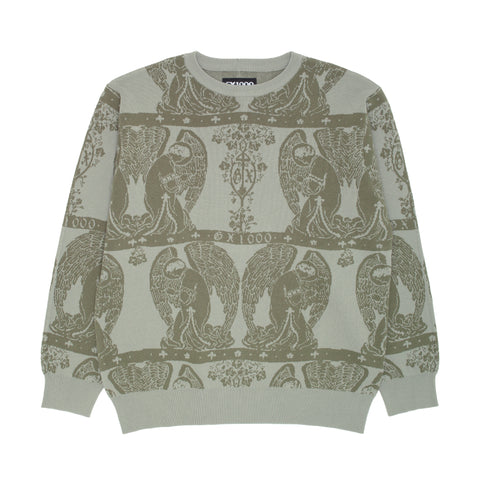 Jacquard Knit Angel Sweater [Grey w / Green]