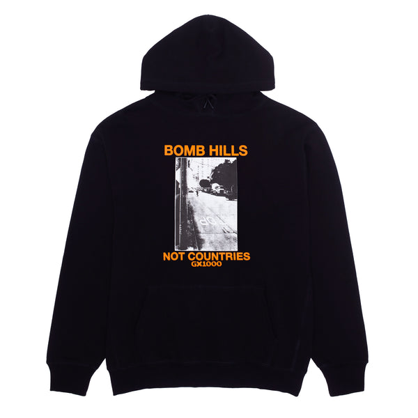 Bomb Hills Not Countries Hoodie [Black w/ Orange Font]