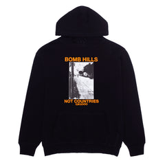 Bomb Hills Not Countries Hoodie [Black w/ Orange Font]