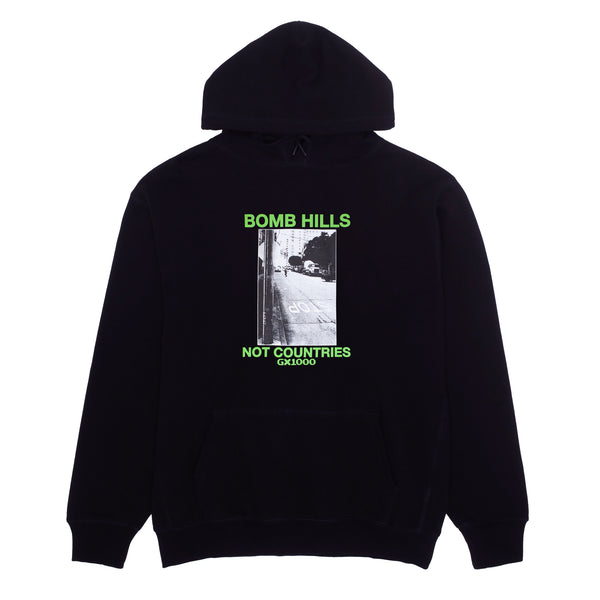 Bomb Hills Not Countries Hoodie [Black W/ Green Font]