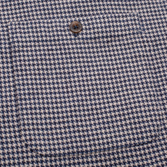 Long Sleeve Houndstooth Button Down  [Blue]